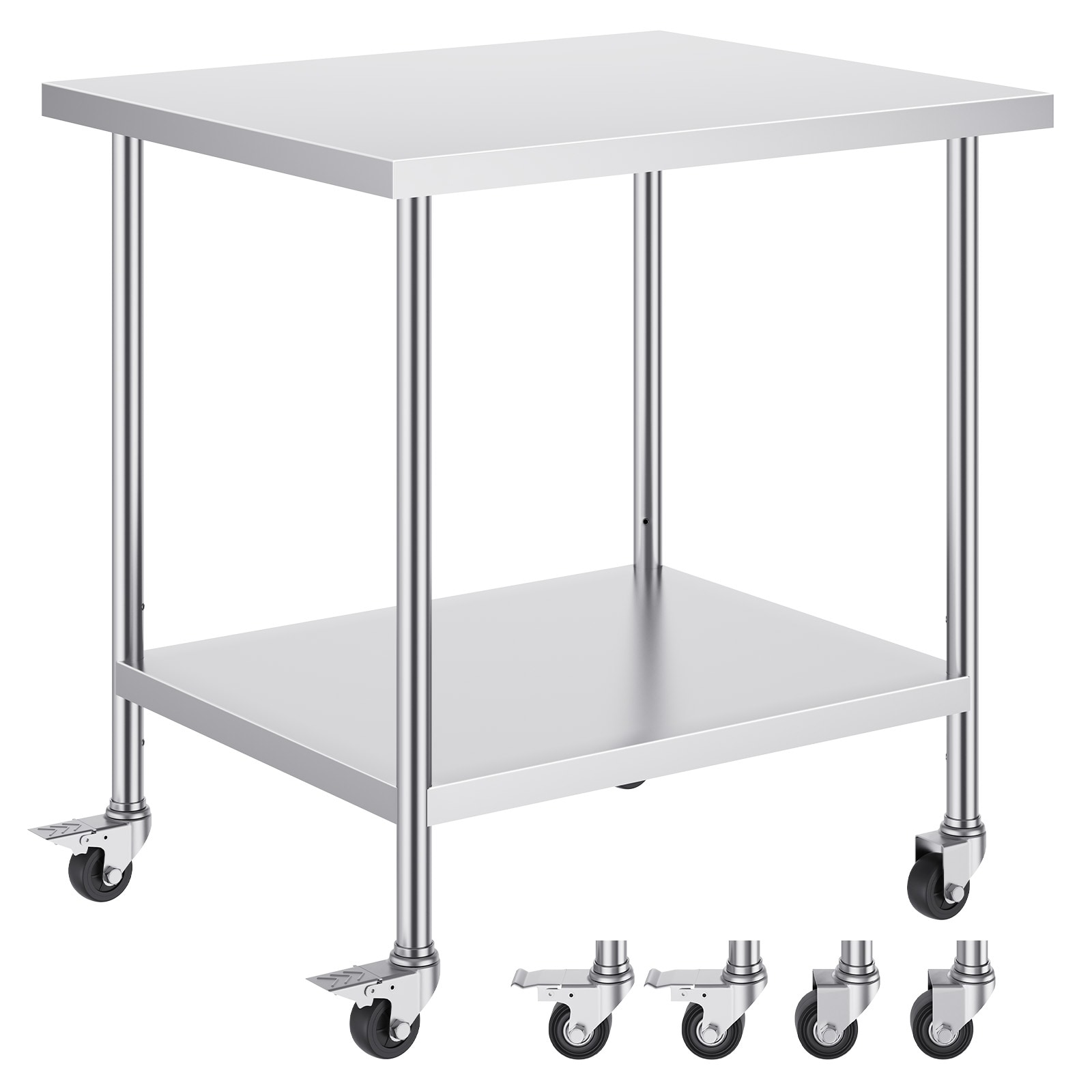 Stainless Steel Commercial Work Table With Wheels For Kitchen_voghion.com